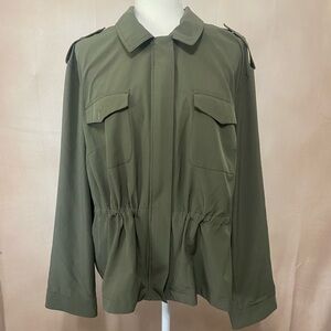 EVRI women's 2X olive green lightweight utility cargo pocket adjustable jacket